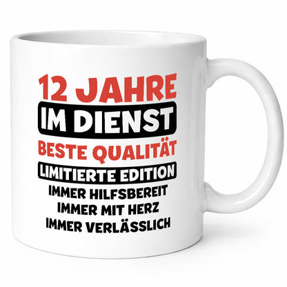 12 Jahre im Dienst | Jubiläum Arbeit v3 lustig Kollegen Büro Geschenk Tasse
