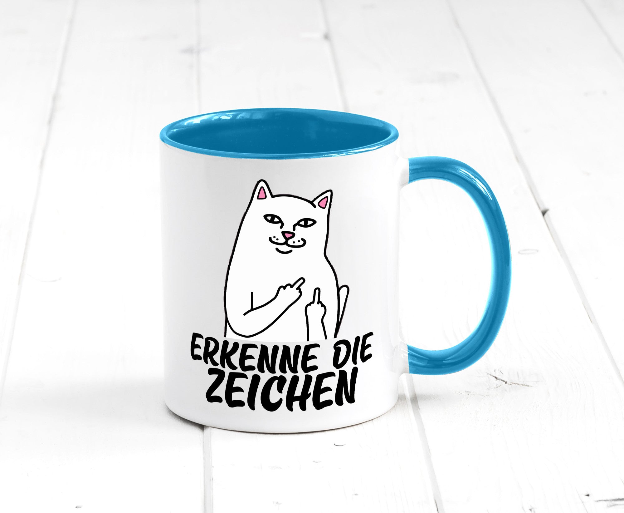 Erkenne die Zeichen | Katze Schatten Mittelfinger Geschenk Tierliebhaber Humor