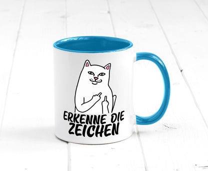 Erkenne die Zeichen | Katze Schatten Mittelfinger Geschenk Tierliebhaber Humor