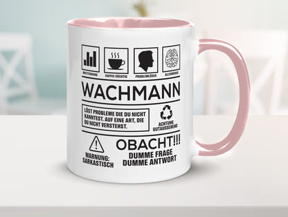 Achtung Probleme Wachmann | Wachpersonal Nachtwächter Geschenkidee Humor Tasse