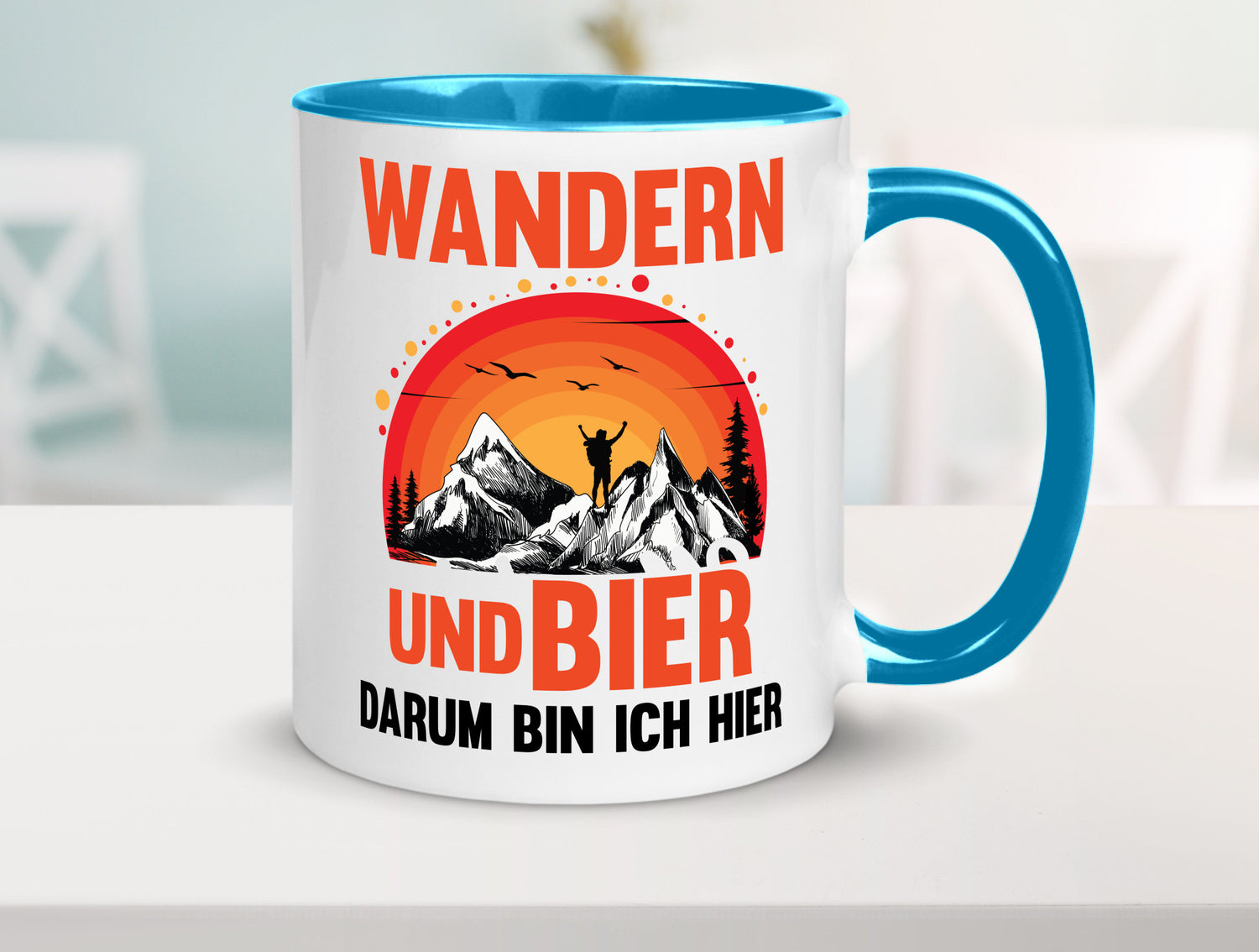 Wandern und Bier darum bin ich hier | lustiger Spruch Geschenk Humor