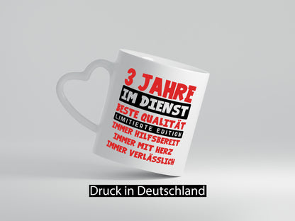 3 Jahre im Dienst | Jubiläum Arbeit v9 lustig Kollegen Büro Geschenk Tasse