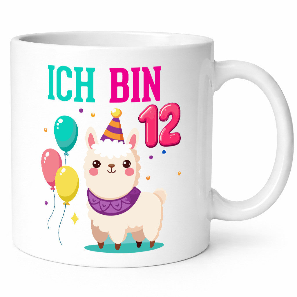 12. Geburtstag | 12 Jahre Lama Alpaka lustig Geschenkidee Geschenk Tasse