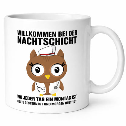 Nachtschicht | müde Eule Sanitäter Krankenschwester Humor Geschenkidee Tasse