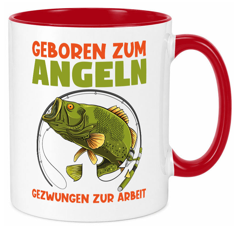 Geboren zum Angeln | Angler Tasse Fischer Spruch Humor Geschenkidee