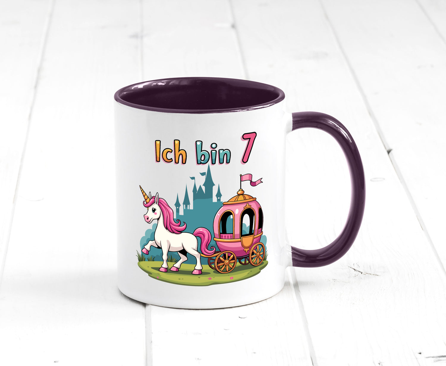 7. Geburtstag | Prinzessin in Kutsche Einhorn lustiger Spruch Geschenk
