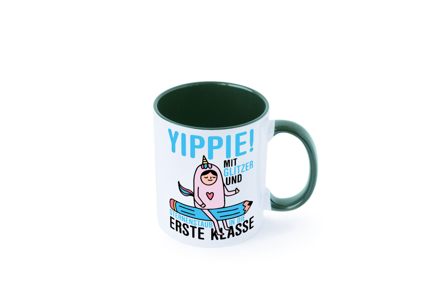 Mit Glitzer und Sternenstaub | Einschulung Einhorn lustiger Spruch Geschenk