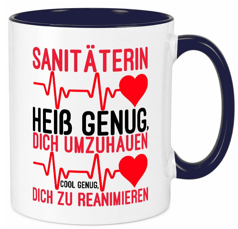 Heiße Sanitäterin | Reanimation Puls Rettungsdienst lustiger Spruch Geschenk Tasse