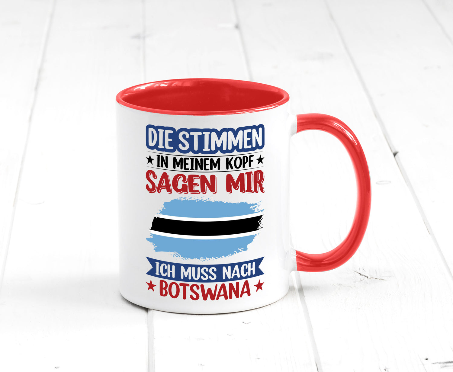 Botswana | Urlaub Stimmen in meinem Kopf Traumland Geschenkidee Humor Tasse