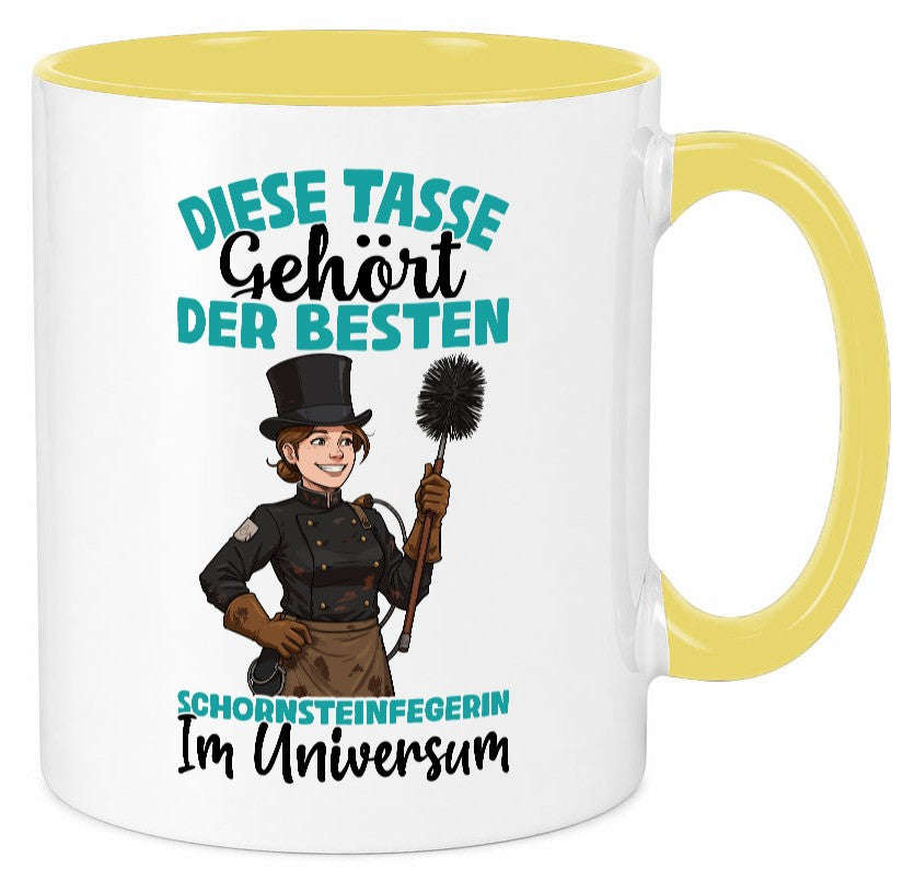 Im Universum: Schornsteinfegerin | Kaminkehrer lustiger Spruch Geschenk Humor Tasse