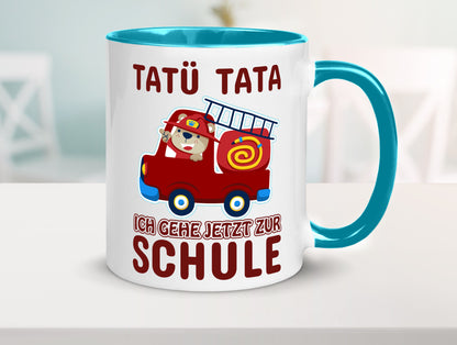Bär in Feuerwehrauto | Tatü Tata Einschulung Tasse Humor Geschenkidee