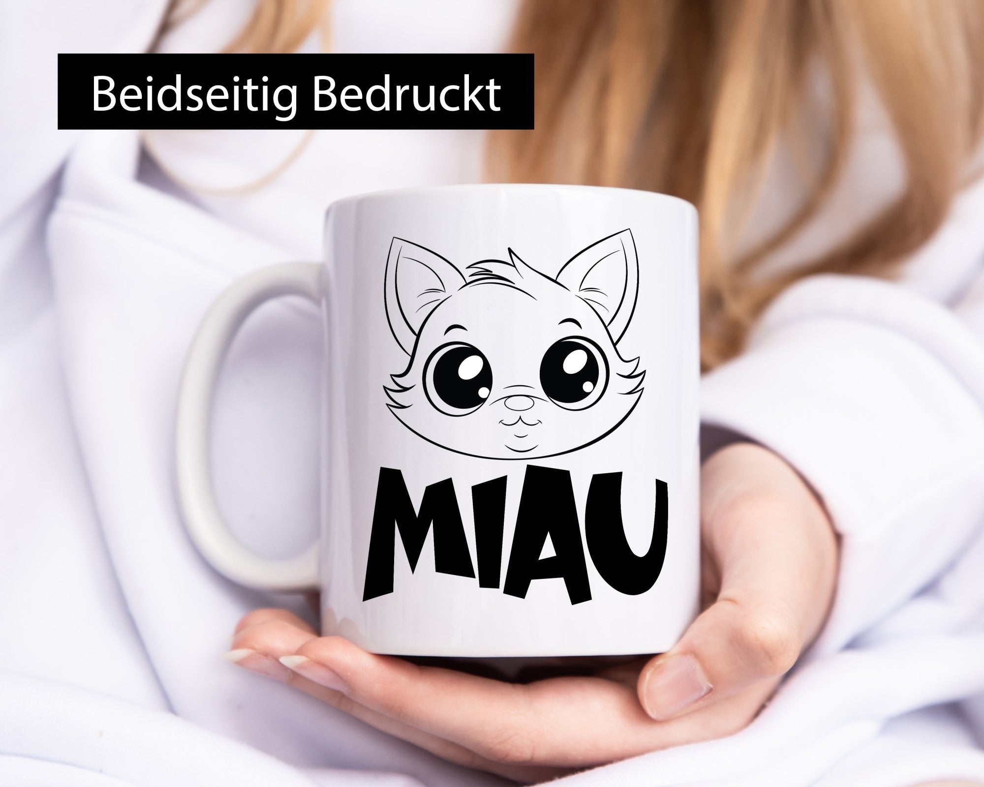 Miau | Katze Geschenkidee Tierliebhaber Humor Tasse