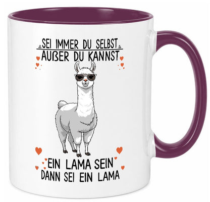 Sei ein Lama | Alpaka lustig Humor Geschenkidee Geschenk Tasse