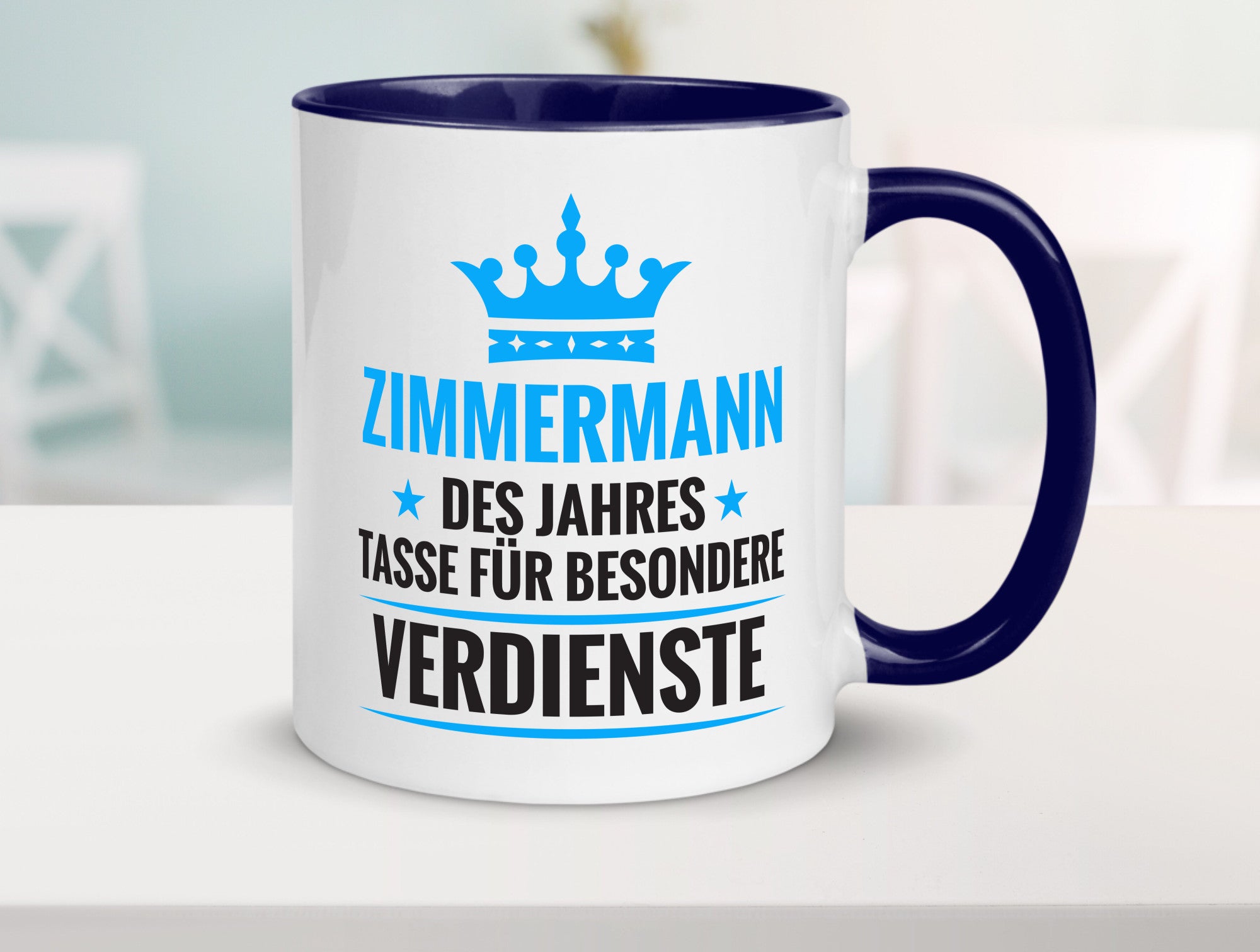 Besonderer Verdienst:Zimmermann | Handwerker Holzbau Humor Geschenkidee Tasse