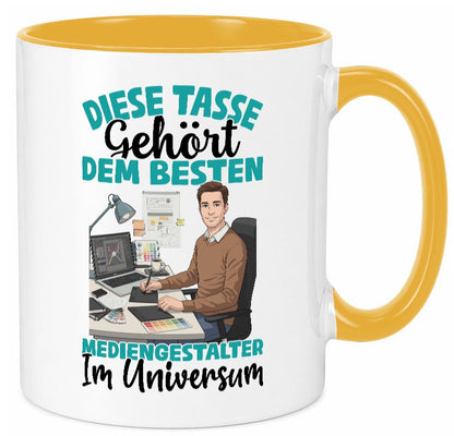 Im Universum: Mediengestalter | Medien Geschenk Humor Geschenkidee lustiger Tasse