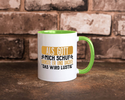Als Gott mich Schuf Grinste er lustiger Spruch Geschenk Humor Geschenkidee Tasse
