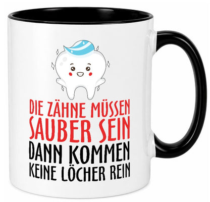 Sauber Zähne lustiger Spruch Geschenk Humor Geschenkidee Tasse