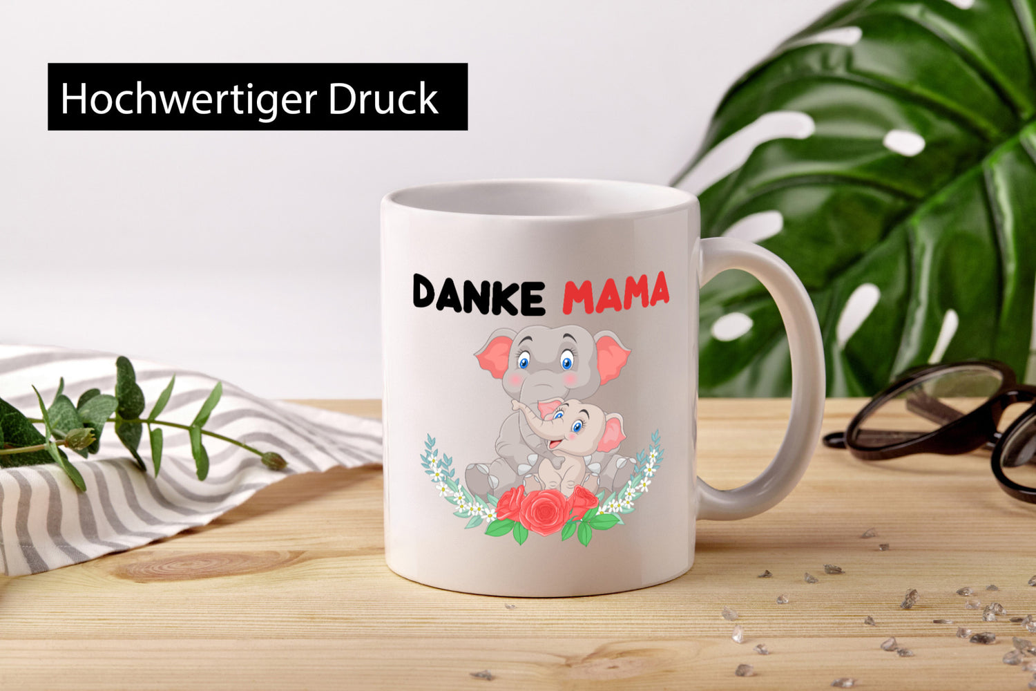 Danke Mama | Elefanten Mutter und Kind lustiger Spruch Geschenk Familie