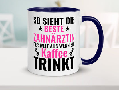 Kaffee trinkt: Zahnärztin | Zahnmedizin Beruf Geschenk Arbeit Kollegen Büro