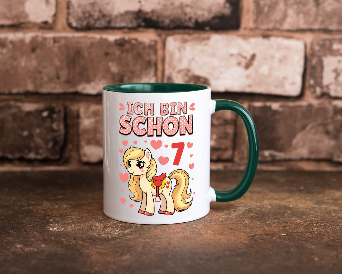 7. Geburtstag | 7 Jahre Mädchen Reiten Pony lustiger Spruch Geschenk Tasse
