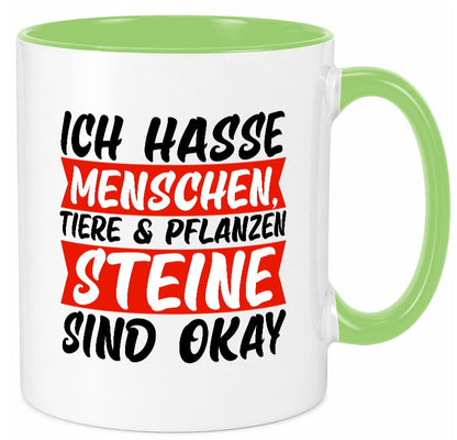 Ich hasse Menschen | Steine Sarkasmus witziger Spruch lustig Humor Geschenkidee Tasse