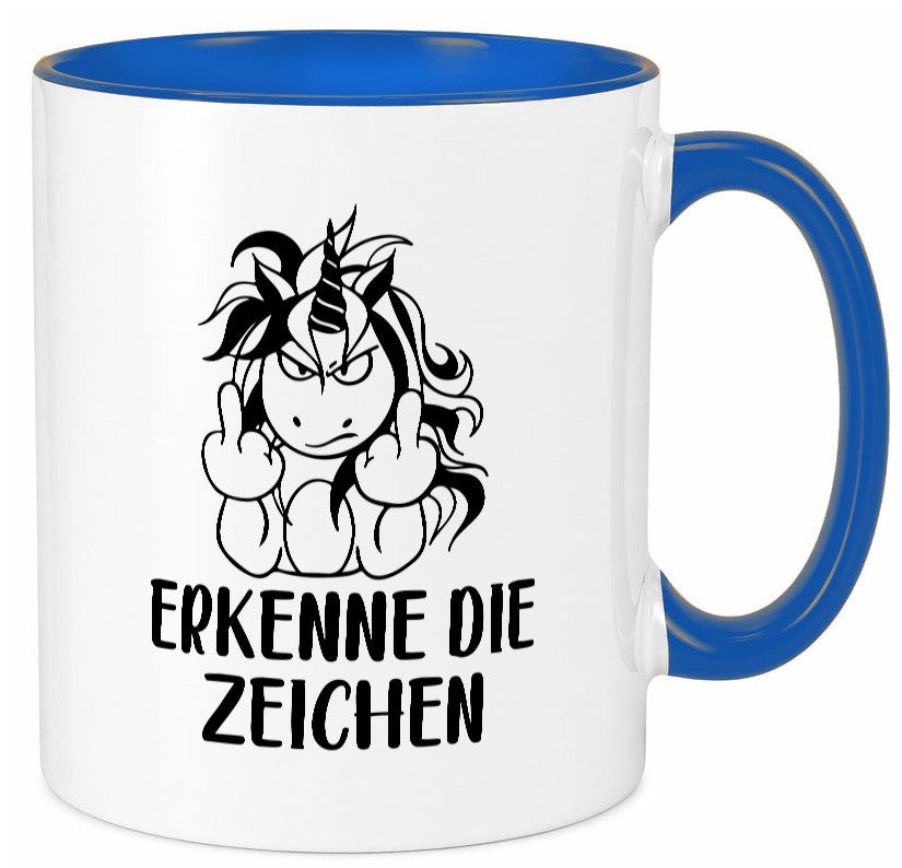 Erkenne die Zeichen | Stinkefinger Humor Geschenkidee Tasse