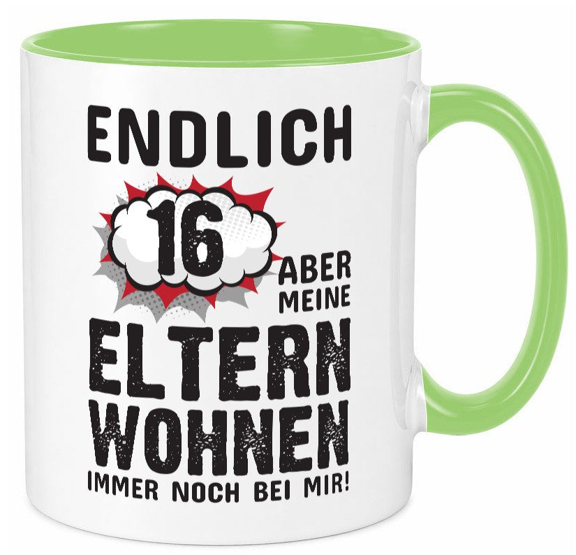 Endlich 16 | Geburtstag Tasse lustiges Statement lustiger Spruch Geschenk