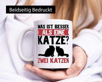 Zwei Katzen lustig Tierliebhaber Humor Geschenk Tasse