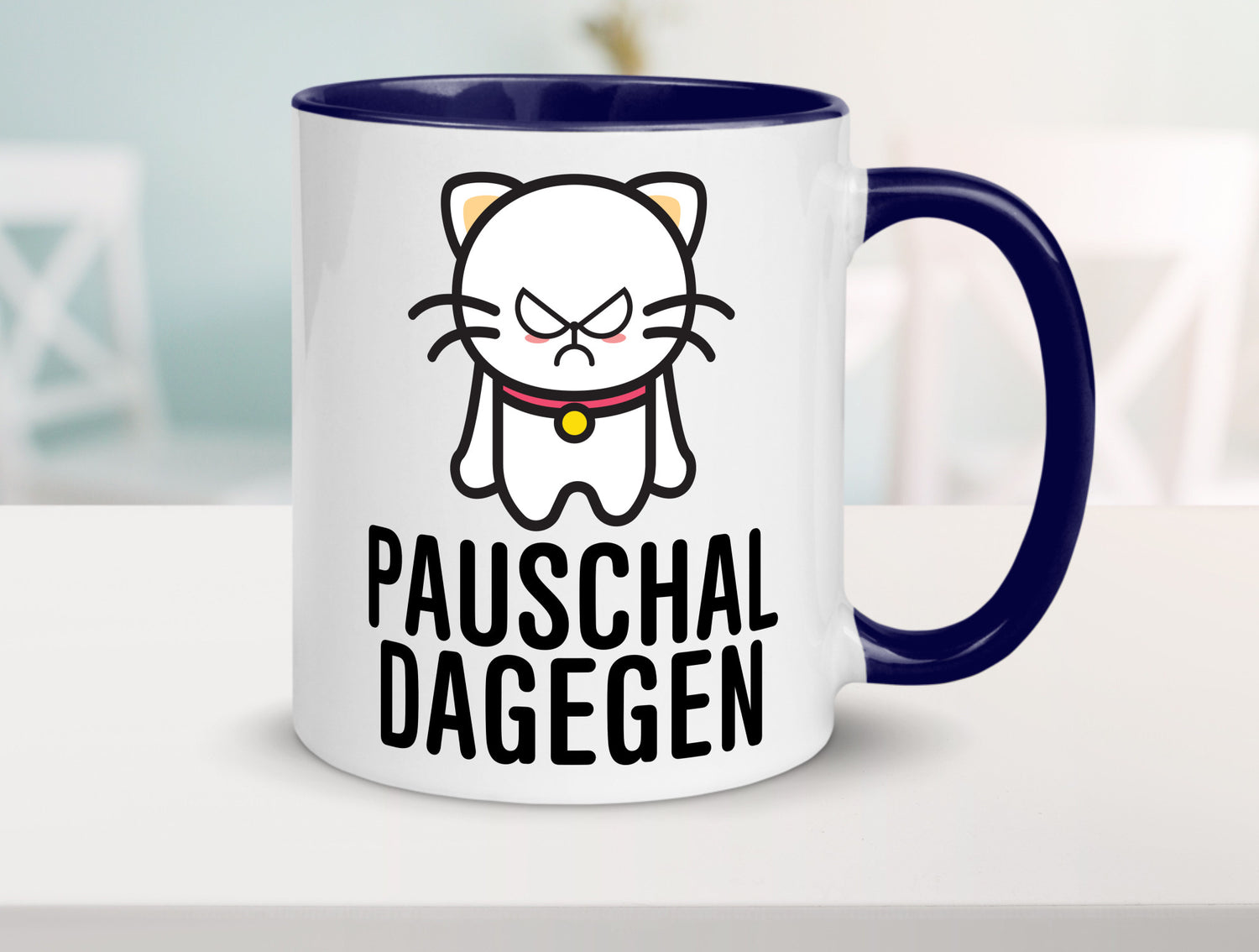 Pauschal dagegen | Katze Wut Geschenk Tierliebhaber Humor lustiger Spruch Tasse