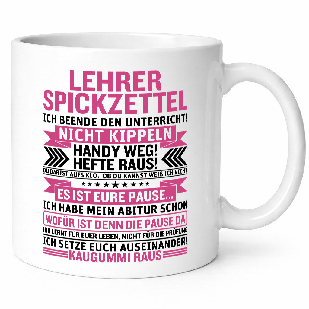Lehrer Spickzettel | Beruf Tasse lustiger Spruch vl1 Geschenk Arbeit Kollegen