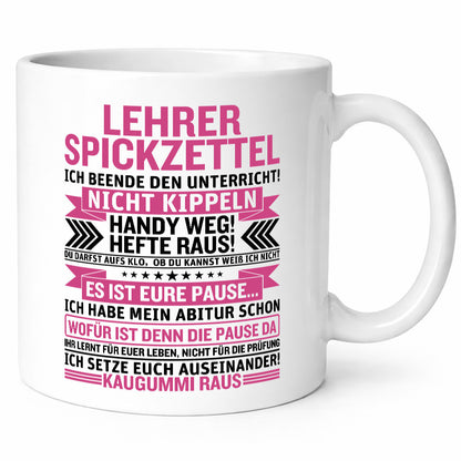 Lehrer Spickzettel | Beruf Tasse lustiger Spruch vl1 Geschenk Arbeit Kollegen