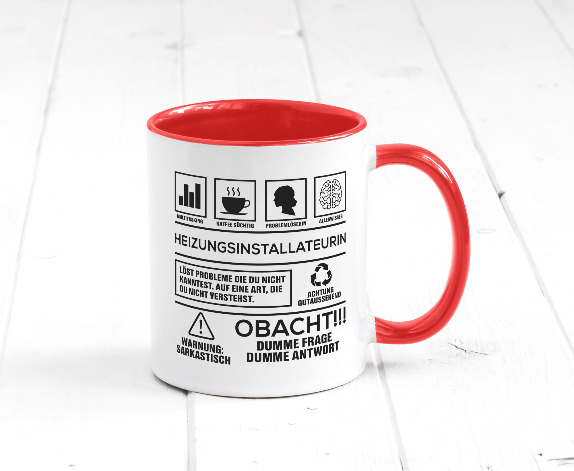 Achtung Probleme Heizungsinstallateurin | Heizung Humor Geschenkidee Tasse