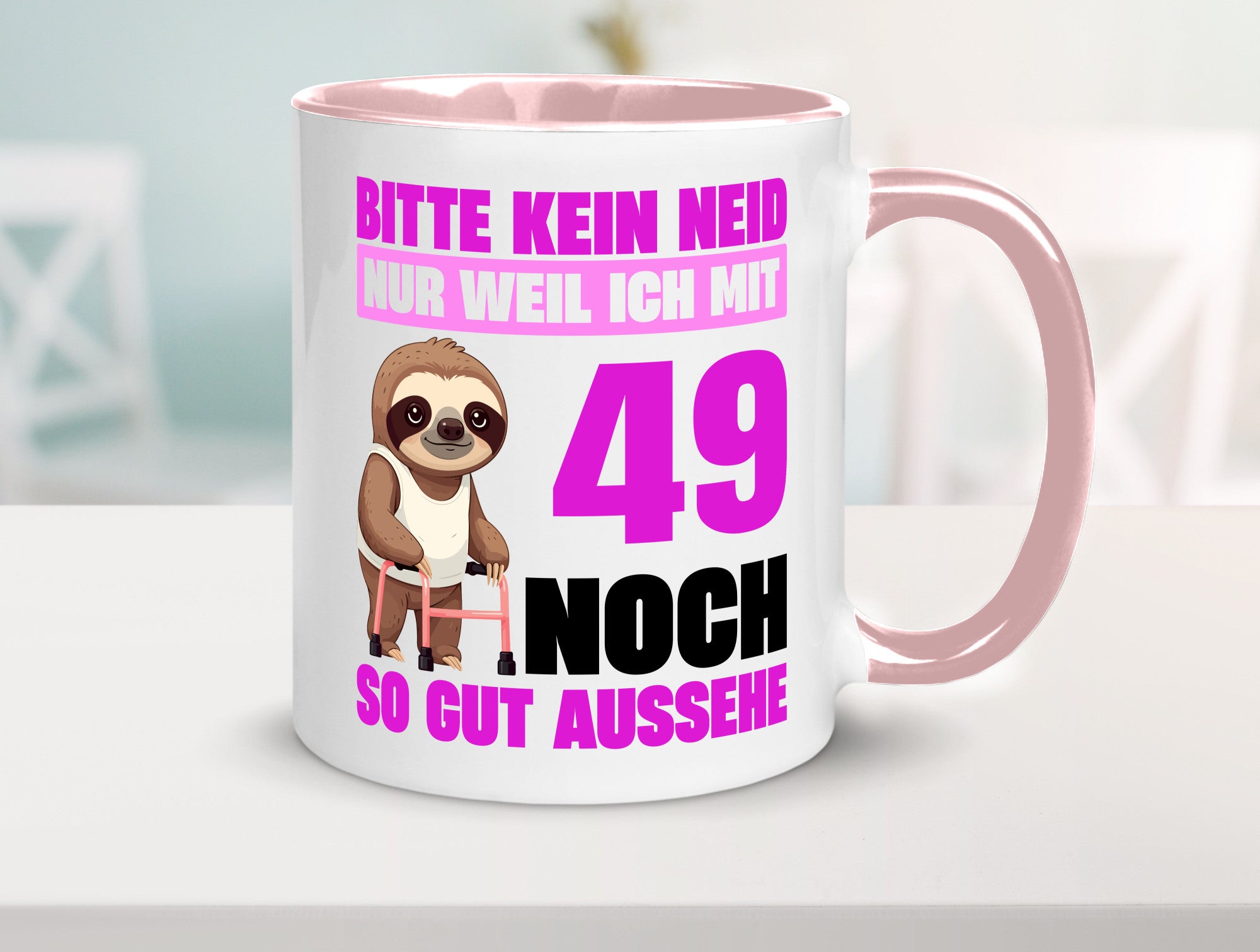 49. Geburtstag | Bitte kein neid Faultier 49 Jahre Humor Geschenkidee Tasse