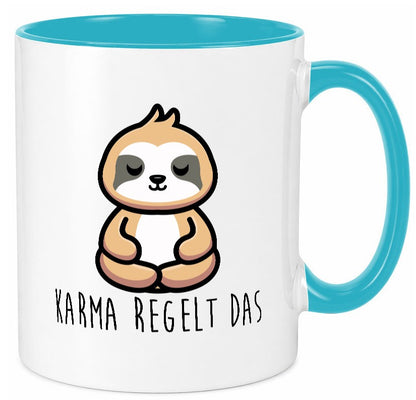 Karma regelt das | Yoga Faultier Meditation Chillen Geschenk Tierliebhaber Tasse