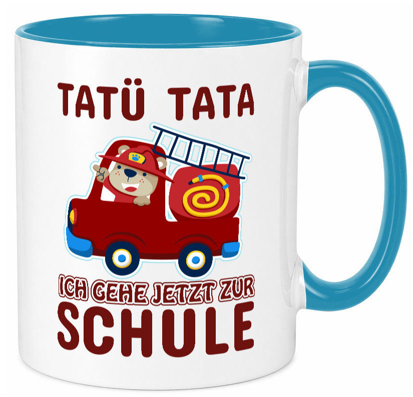 Bär in Feuerwehrauto | Tatü Tata Einschulung Tasse Humor Geschenkidee