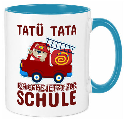 Bär in Feuerwehrauto | Tatü Tata Einschulung Tasse Humor Geschenkidee