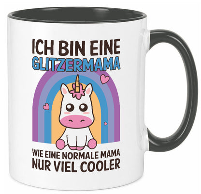 Glitzermama, wie normal, nur cooler | Einhorn Geschenkidee Familie Humor Tasse