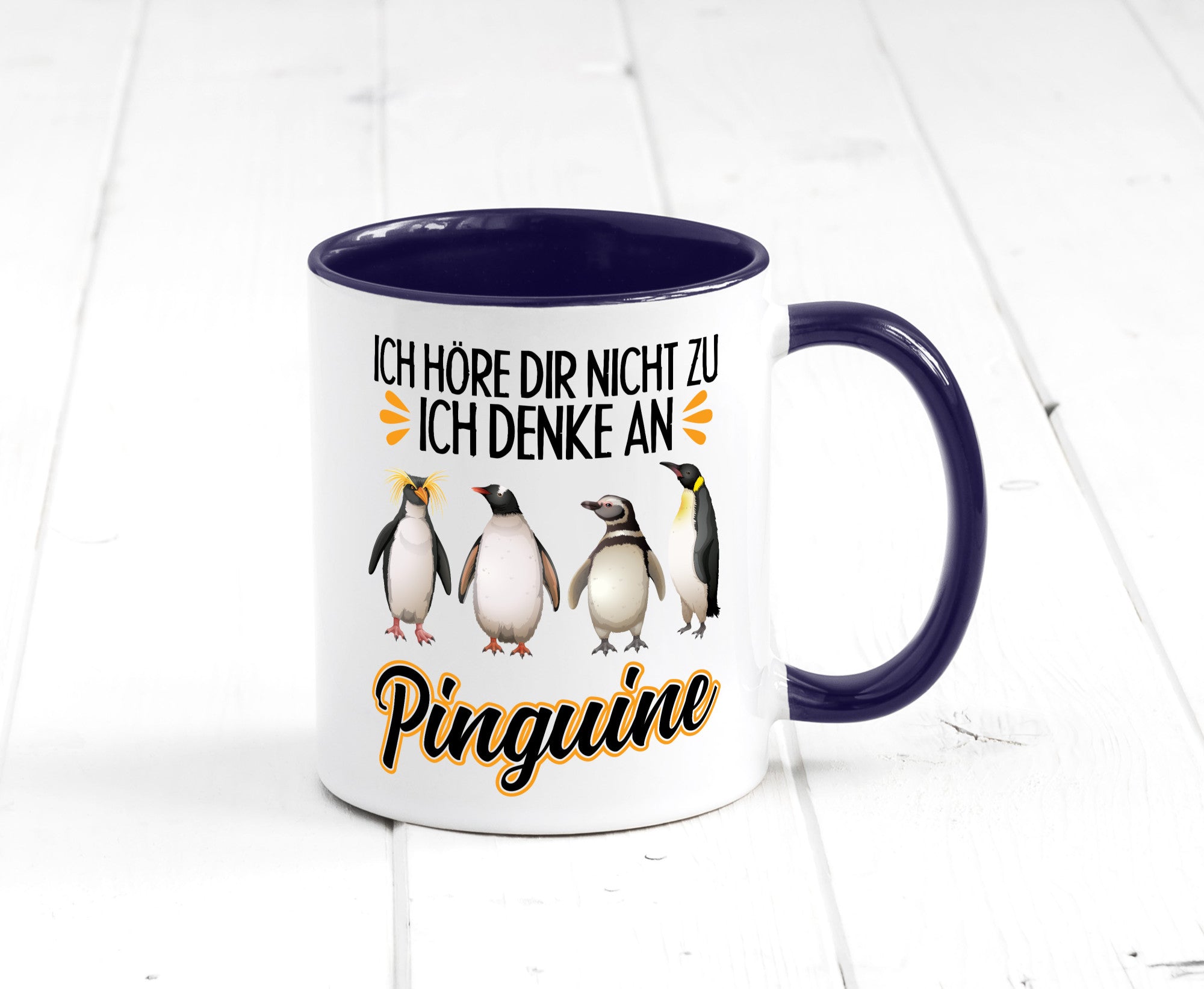 Ich denke an Pinguine Geschenkidee Humor Tasse