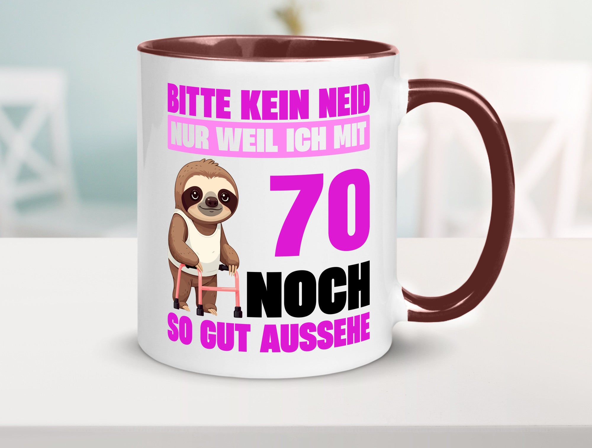 70. Geburtstag | Bitte kein neid Faultier 70 Jahre v2 Humor Geschenkidee Tasse