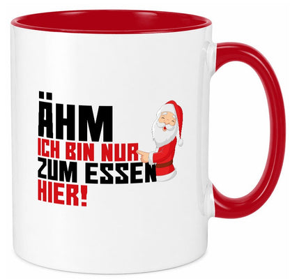 Bin nur zum Essen hier | Weihnachtsmann Heiligabend Geschenkidee Humor Tasse