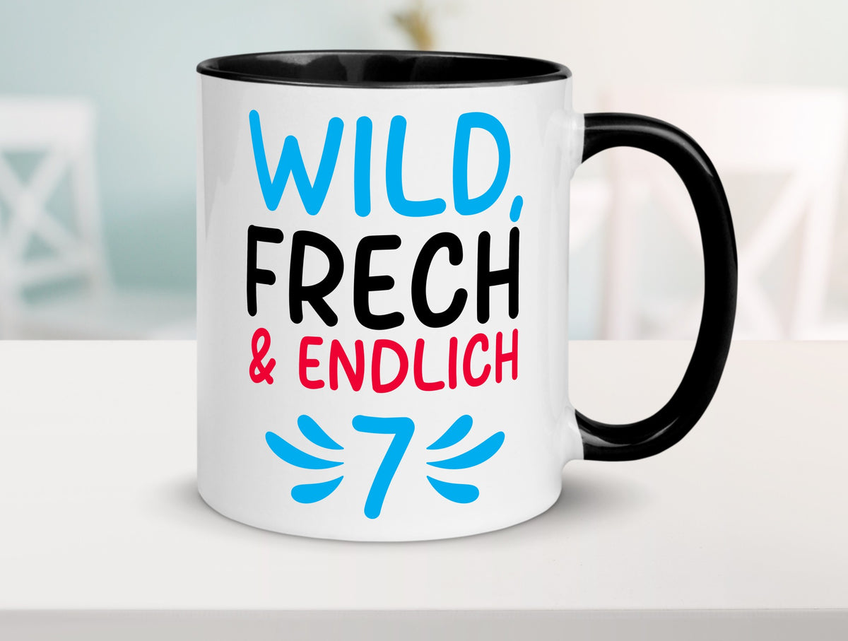 7. Geburtstag | 7 Jahre Wild &amp; Frech lustiger Spruch Geschenk Geschenkidee Tasse