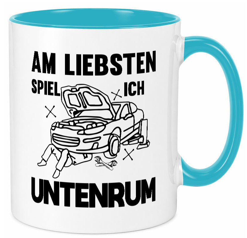 Am liebsten spiele ich untenrum | Autowektstatt lustiger Spruch Geschenk Humor Tasse
