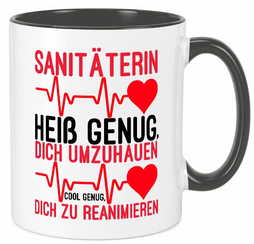 Heiße Sanitäterin | Reanimation Puls Rettungsdienst lustiger Spruch Geschenk Tasse