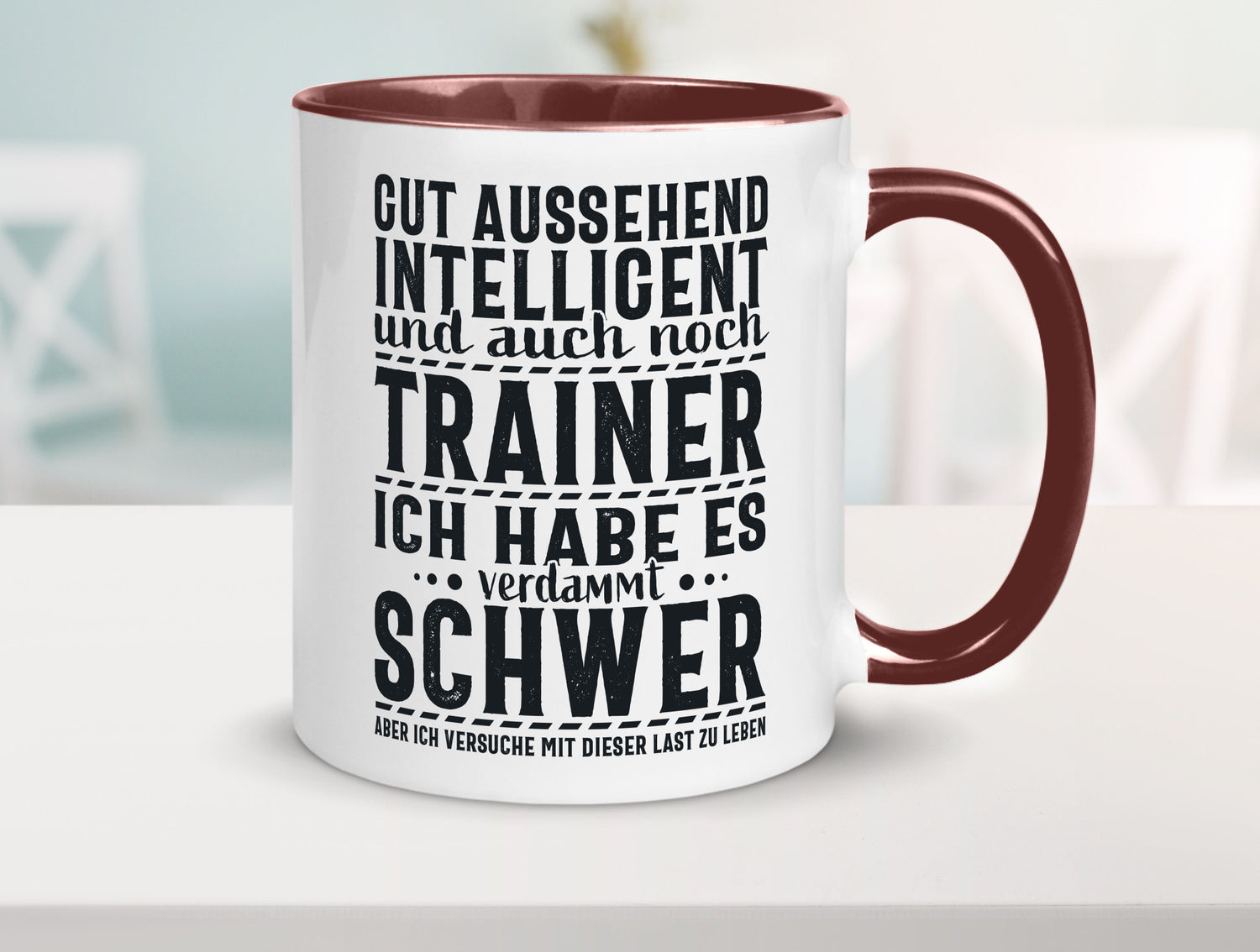 Gut aussehender Trainer |gestrichelte Linie | Punkte lustiger Spruch Geschenk