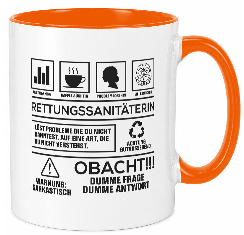 Achtung Probleme Rettungssanitäterin | Sanitäter Geschenkidee Humor Tasse