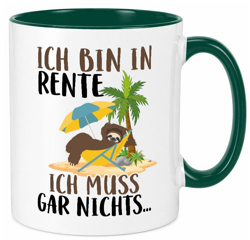 Ich bin in Rente | Faultier Rentner Ruhestand Geschenk Jubiläum lustiger Spruch Tasse