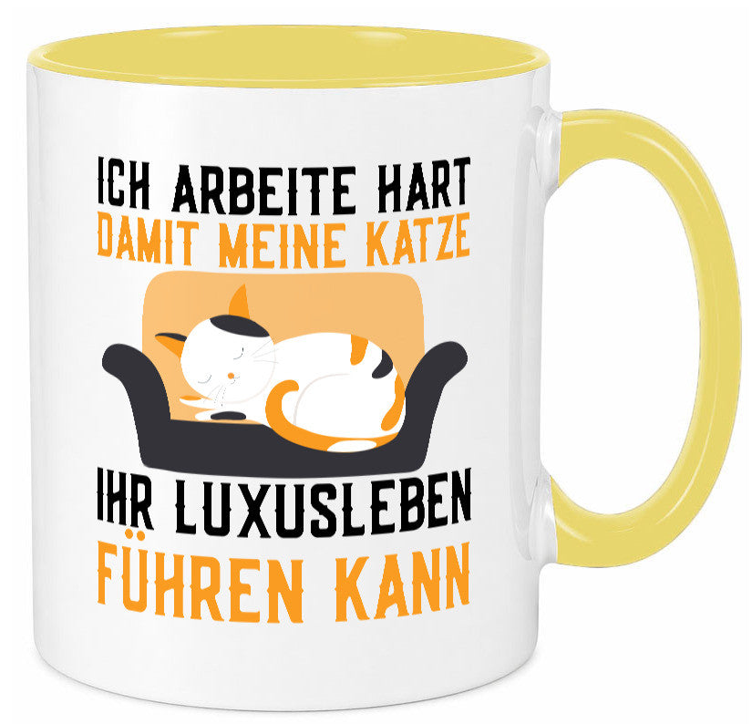 Ich arbeite hart | Luxusleben Humor Katzenliebhaber Geschenkidee Arbeit Tasse