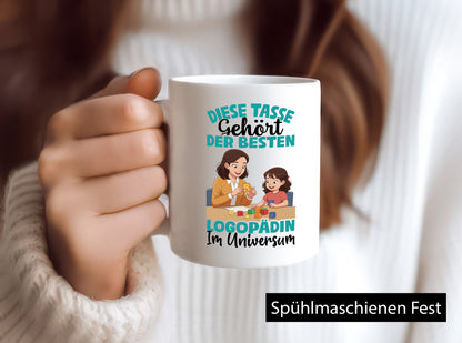 Im Universum: Logopädin | Sprachtherapie Geschenkidee Humor Tasse