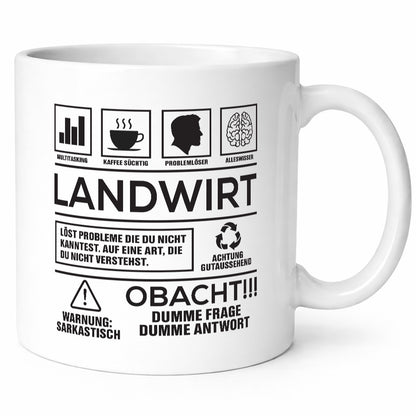 Achtung Probleme Landwirt | Bauer Landwirtschaft Geschenkidee Humor Tasse