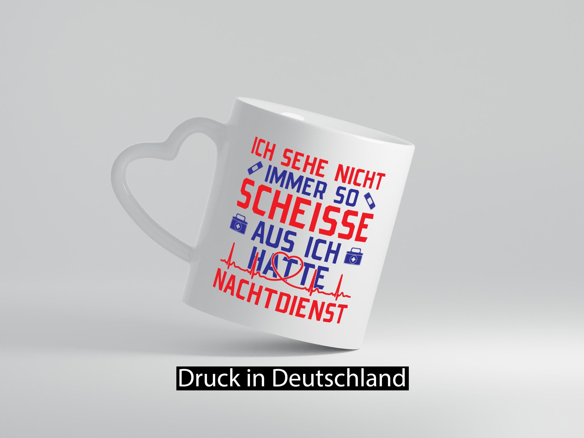 Scheisse, Nachtdienst | Arztkoffer Herzschlag Herz Geschenkidee Humor Tasse